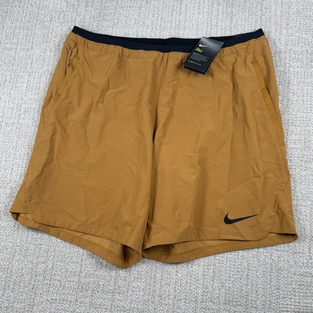 NWT Nike Pro Dri-Fit Mens 2XL Flex Repel Brown Slim Fit Athletic Training Shorts